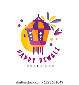 Happy Diwali logo design, Hindu festival label, poster, invitation, flyer, greeting card template vector Illustration