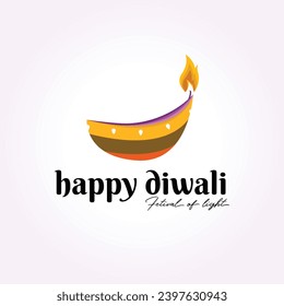 feliz diseño del logotipo diwali vector, ilustración vintage del icono de luz de la vela deepavali diya