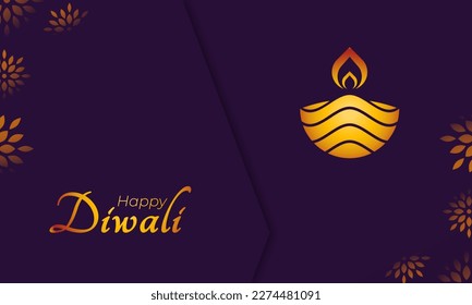 Happy Diwali Luxury Greeting Card for India Festival of Lights Holiday Invitation Template