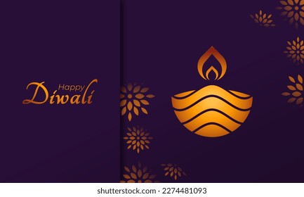 Happy Diwali Luxury Greeting Card for India Festival of Lights Holiday Invitation Template