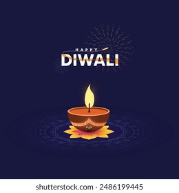 Happy Diwali with a modern design that features diya oil lamps,hindu festival social media post design Greeting card banner.