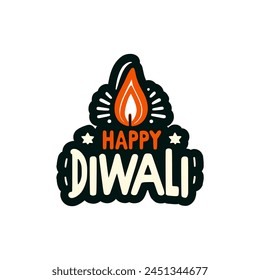 happy diwali national holiday sticker tshirt vector illustration template design