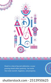 Happy Diwali, Happy Navratri festival of light. Modern geometric minimalist design. Poster, banner and social media template. Vector concept design