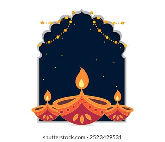 feliz diwali com lâmpada de óleo diya velas fogos de artifício diwali festival da índia celebração	
