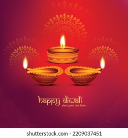 Happy diwali oil lamp festival celebration card background