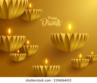 Happy Diwali. Paper graphic of Indian Diya oil lamp design. The Indian festival of lights. Happy Diwali. Paper graphic of Indian Diya oil lamp design. The Indian festival of lights.