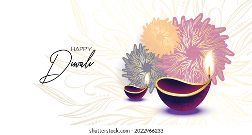 Happy Diwali. Paper Graphic of Indian Rangoli. Rangoli - A traditional Indian art of decorating the entrance to a house. Diwali festival holiday design with paper cut style of Indian Rangoli. 