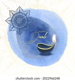 Happy Diwali. Paper Graphic of Indian Rangoli. Rangoli - A traditional Indian art of decorating the entrance to a house. Diwali festival holiday design with paper cut style of Indian Rangoli. 