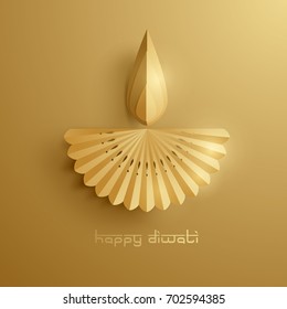 Happy Diwali. Paper Graphic of Indian Diya Oil Lamp Design. The Festival of Lights.