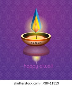 Happy Diwali. Paper Graphic of Indian Diya Oil Lamp Design. The Festival of Lights
