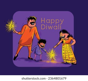 FELIZ DIWALI celebrando la ilustración