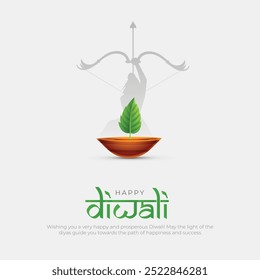 Feliz Diwali Post e cartão de felicitações. Shubh Deepawali Hindu Festival Celebração Mínimo e Moderno Poster Design Vetor Ilustração