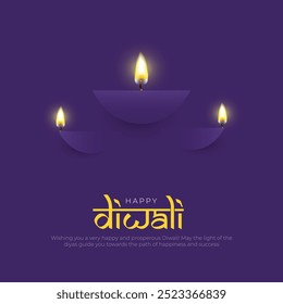 Feliz Diwali Post y Tarjeta de Felicitación. Shubh Deepawali Hindu Festival Celebración Mínimo y Moderno Diseño de Póster Ilustración vectorial