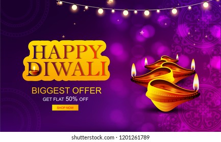 Happy Diwali Poster Header Banner Greeting Stock Vector (Royalty Free ...