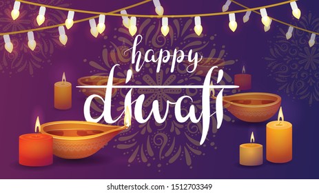  Happy Diwali. Poster for Indian Holiday of Lights