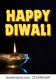 Cartaz de "HAPPY DIWALI" com texto,faixa com ilustração vetorial para diwali