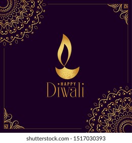 happy diwali premium golden decorative festival greeting design