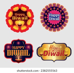 Happy Diwali with Diwali props, holiday Background with crackers, Diwali celebration greeting card, vector illustration. appyh india