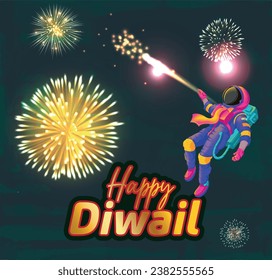 Happy Diwali with Diwali props, holiday Background with crackers, Diwali celebration greeting card, vector illustration. appyh india