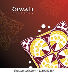 Happy Diwali with Red White Ornament 