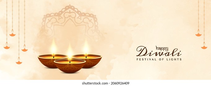 Happy Diwali religious Hindu festival banner design vector