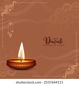 Happy Diwali religious Indian festival greeting card design vector