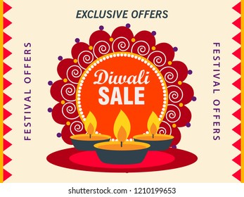 Happy Diwali Sale Design. Vector Illustration.