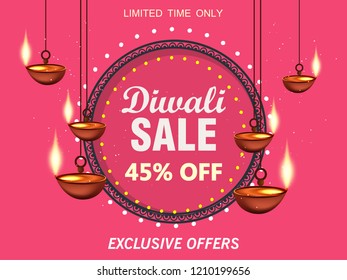 Happy Diwali Sale Design. Vector Illustration.