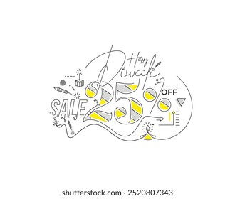 Happy Diwali Sale Text Design. Abstract vector illustration.