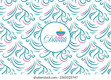 Happy Diwali seamless pattern. Indian festival of lights. Vector abstract vintage illustration for the holiday, lights and other objects for background or poster.
