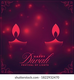 happy diwali shiny diya beautiful greeting