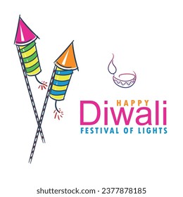 HAPPY DIWALI simple vector contemporary art illustration