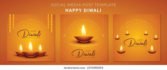 Fröhliche Diwali Social Media Post Vorlage. Deepawali Indian Festival of Lights Banner Design Vektorgrafik