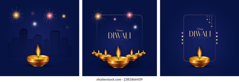 Fröhliche Diwali Social Media Post für Werbung, Status Wünsche, Banner, Grußkarte