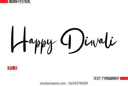 Diseño de texto de tipografía cursiva con estilo Happy Diwali