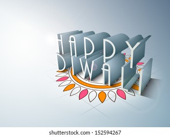 Happy Diwali text beautiful floral decorated background. 