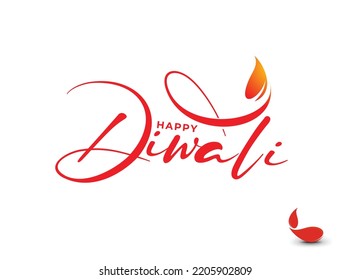 Happy Diwali text design. Abstract vector illustration.
