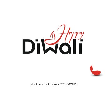 Happy Diwali text design. Abstract vector illustration.