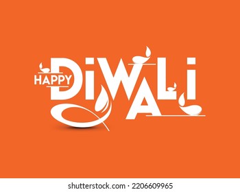 Happy Diwali text design. Abstract vector illustration.