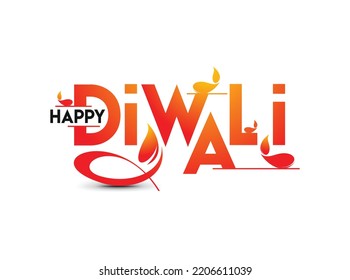 Happy Diwali text design. Abstract vector illustration.