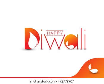 Happy Diwali text design. Abstract vector illustration.