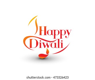 Happy Diwali text design. Abstract vector illustration.