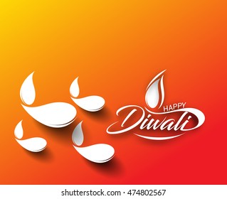 Happy Diwali text design. Abstract vector illustration.