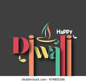 Happy Diwali text design. Abstract vector illustration.