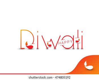 Happy Diwali text design. Abstract vector illustration.