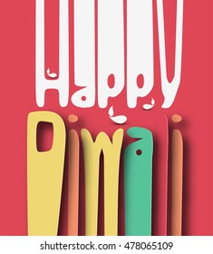 Happy Diwali text design. Abstract vector illustration.