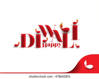 Happy Diwali text design. Abstract vector illustration.
