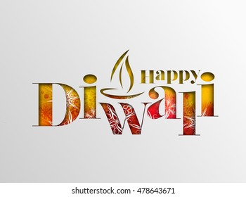 Happy Diwali text design. Abstract vector illustration.