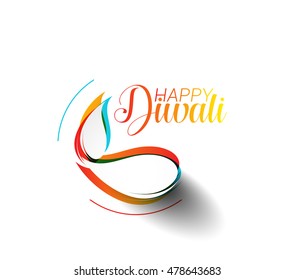 Happy Diwali text design. Abstract vector illustration.