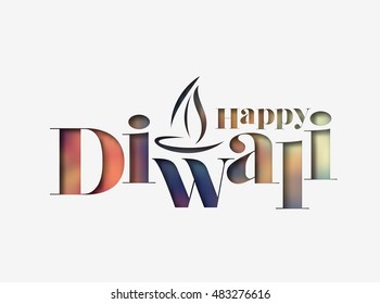 Happy Diwali text design. Abstract vector illustration.